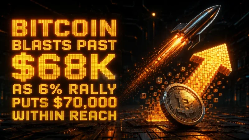 Bitcoin Blasts Past $68K as 6% Rally Puts $70,000 Within Reach