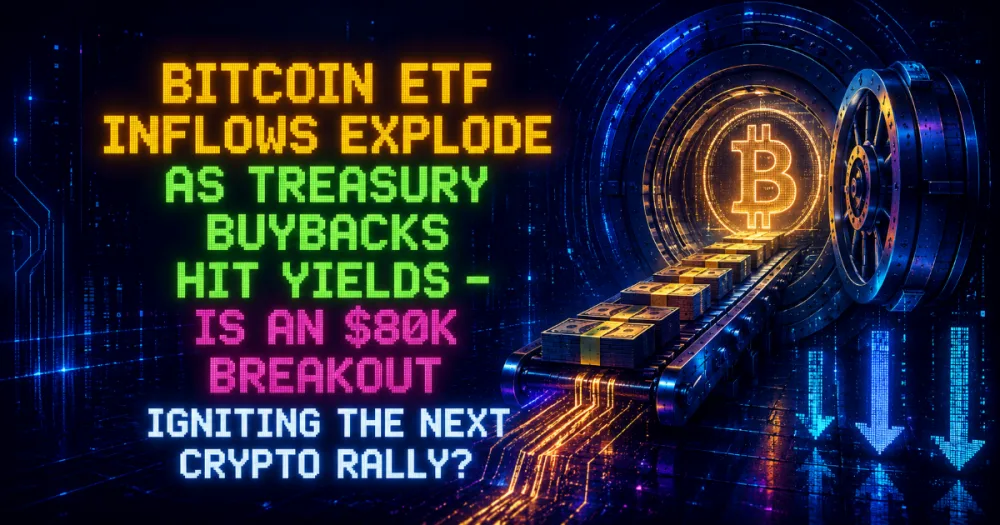 Bitcoin ETF Inflows Explode as Treasury Buybacks Hit Yields — Is an $80K Breakout Igniting the Next Crypto Rally?