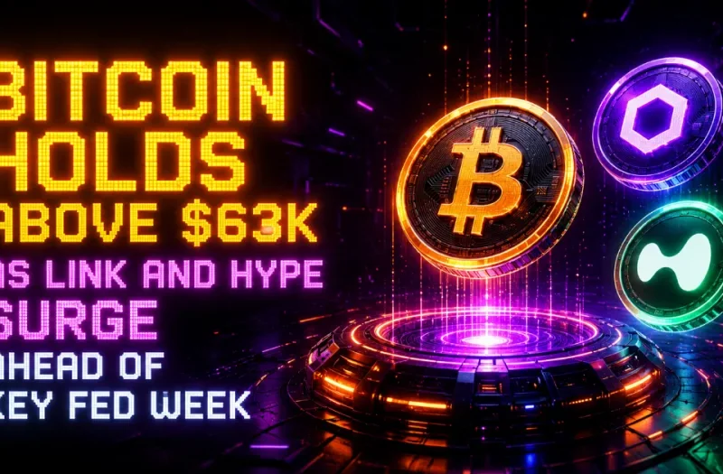 Bitcoin Holds Above $63K as LINK and HYPE Surge Ahead of Key Fed Week