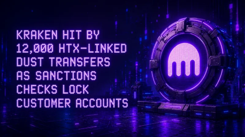 Kraken Hit by 12,000 HTX-Linked Dust Transfers as Sanctions Checks Lock Customer Accounts