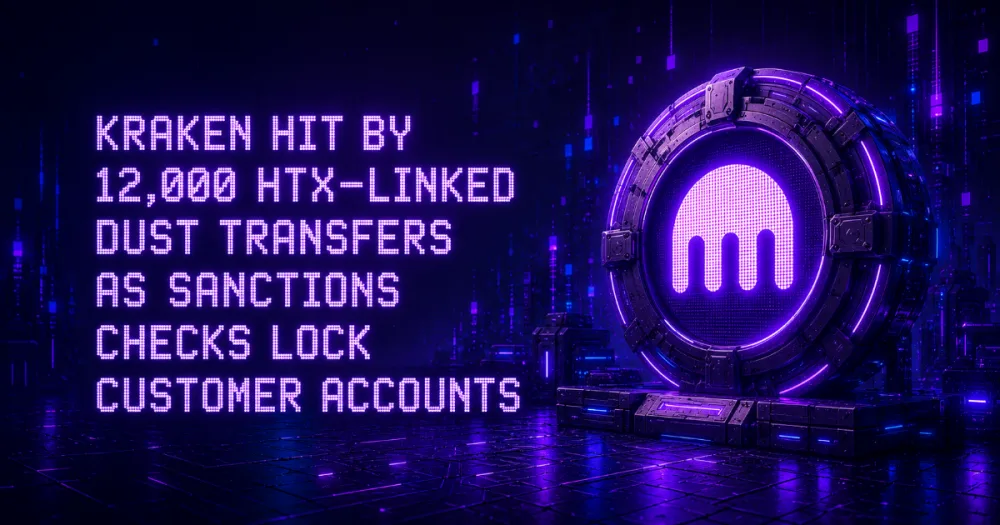 Kraken Hit by 12,000 HTX-Linked Dust Transfers as Sanctions Checks Lock Customer Accounts