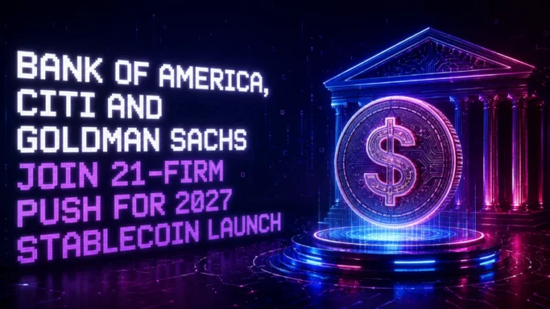 Bank of America, Citi and Goldman Sachs Join 21-Firm Push for 2027 Stablecoin Launch