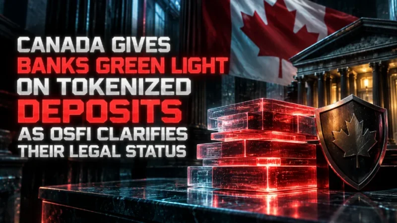 Canada Gives Banks Green Light on Tokenized Deposits as OSFI Clarifies Their Legal Status