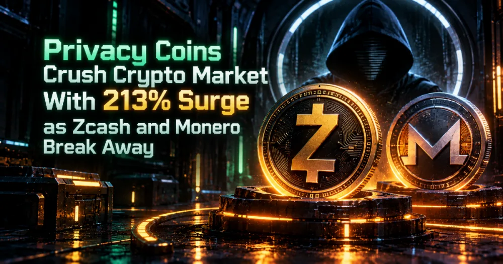 Privacy Coins Crush Crypto Market With 213% Surge as Zcash and Monero Break Away