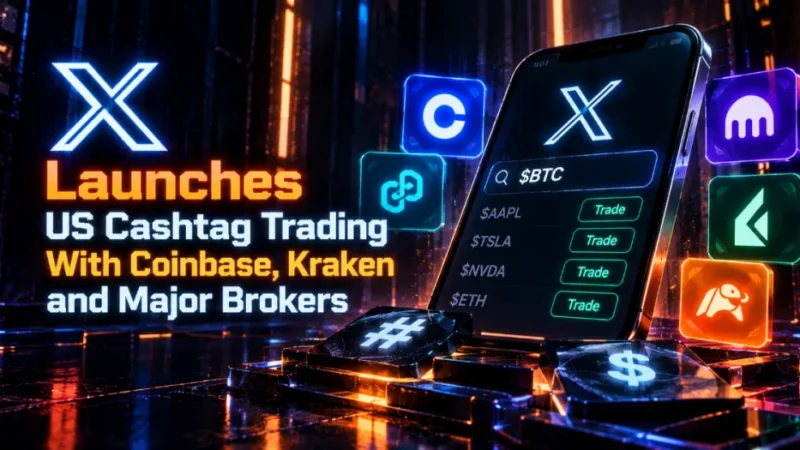 X Launches US Cashtag Trading With Coinbase, Kraken and Major Brokers